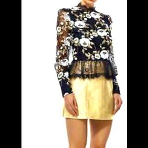Misha Collection sheer lace gold and black top